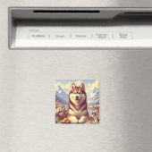 Retro Siberian Husky Gemälde Magnet (In Situ (Geschirrspüler))