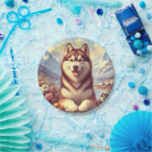 Retro Siberian Husky Gemälde Pappteller (Party)