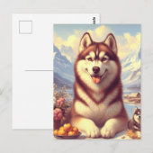 Retro Siberian Husky Gemälde Postkarte (Vorne/Hinten)