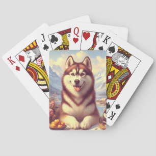 Retro Siberian Husky Gemälde Spielkarten