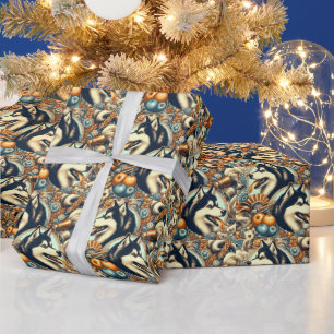 Retro Siberian Husky Illustration Geschenkpapier