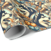 Retro Siberian Husky Illustration Geschenkpapier (Rolleneckpunkt)