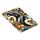 Retro Siberian Husky Illustration Magnet (Rechte Seite)