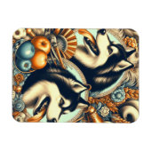 Retro Siberian Husky Illustration Magnet (Horizontal)