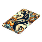 Retro Siberian Husky Illustration Magnet (Linke Seite)