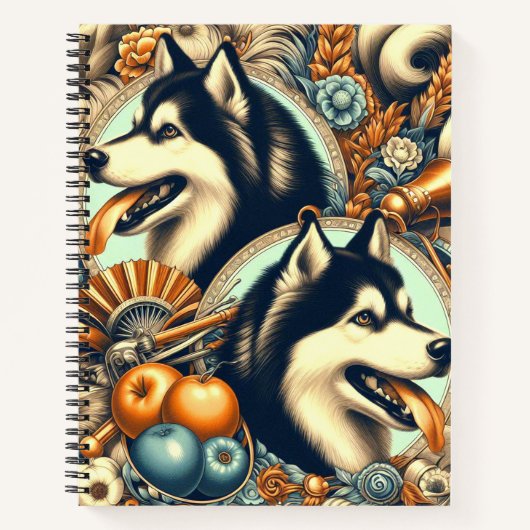 Retro Siberian Husky Illustration Notizblock (Vorderseite)