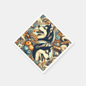 Retro Siberian Husky Illustration Serviette (Ecke)