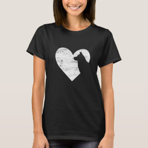 Retro Sibirischer Husky Hund Herz Valentinstag Hun T-Shirt