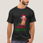 Retro Sich selbst erfreuen Dackel Weihnachten Wein T-Shirt (Vorderseite)