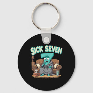 Retro Sick Seven 67 Halloween-Nummer-Design Schlüsselanhänger
