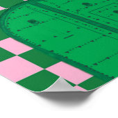 Retro Sidi Bou Said Poster | Vintage Green & Pink  (Ecke)