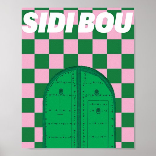 Retro Sidi Bou Said Poster | Vintage Green & Pink  (Vorne)