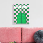 Retro Sidi Bou Said Stretched Canvas Print Leinwanddruck (Insitu (Wohnzimmer))