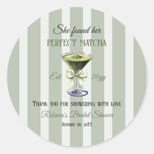 Retro Sie fand ihr perfektes Matcha-Brautparty Runder Aufkleber (Vorderseite)