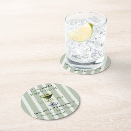 Retro Sie fand ihr perfektes Matcha-Brautparty Runder Pappuntersetzer (Vor Ort)