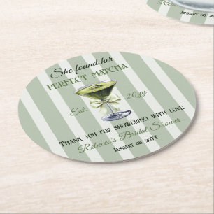 Retro Sie fand ihr perfektes Matcha-Brautparty Runder Pappuntersetzer