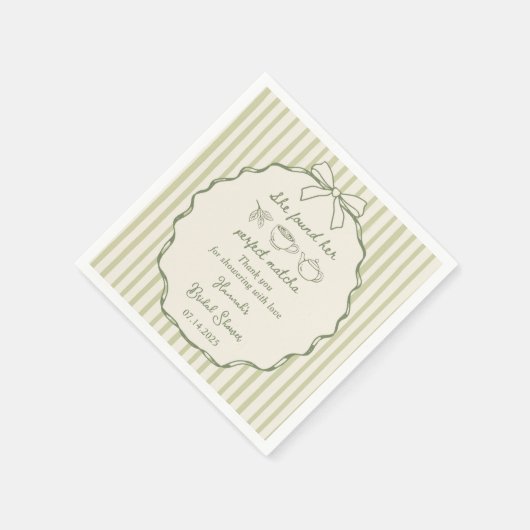 Retro Sie fand ihr perfektes Matcha-Brautparty Serviette (Ecke)