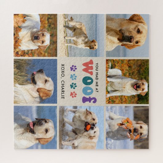 Retro Sie hatte mich WOOF Custom 8 Foto Collage Hu Puzzle (Horizontal)