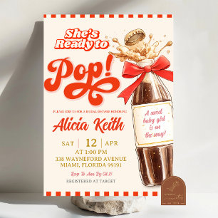 Retro Sie ist bereit, roten Bogen Baby Shower zu k Einladung