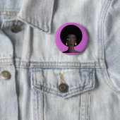 Retro Siebzigerjahre Afro-Grün-mit Augen Button (Beispiel)