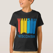 Retro Siebzigerjahre Art Wausau Wisconsin Skyline T-Shirt (Vorderseite)