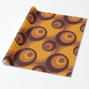 Retro Siebzigerkreise gelb-orange-braun Geschenkpapier