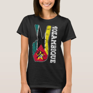 Retro Sieg Zwei Fingers Mosambik Flag Patrioti T-Shirt