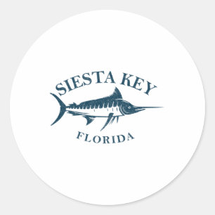 Retro Siesta Key Florida Vintages Fischerboot Runder Aufkleber