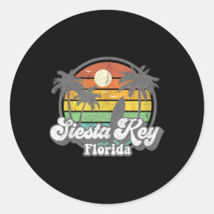 Retro Siesta Key Strand Florida Surfen Vintage 70e Runder Aufkleber