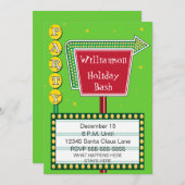 Retro Sign Holiday Party Einladung (Vorne/Hinten)