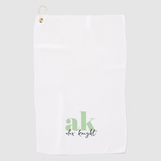 Retro-Signatur-Monogramm Golfhandtuch (Vorderseite)