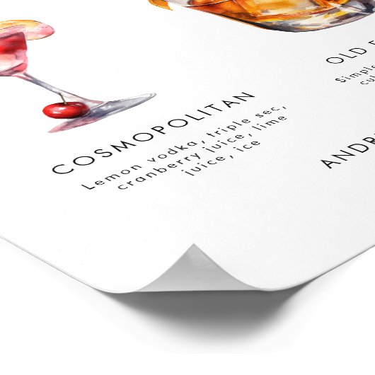 Retro Signature Drinks Bräutigam Hochzeitssymbol Poster (Ecke)