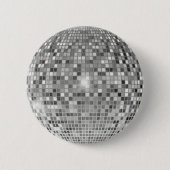 Retro-Silber-Disco-Kugel - Funkelnder Anstecker Button (Vorderseite)