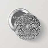 Retro-Silber-Disco-Kugel - Funkelnder Anstecker Button (Vorne & Hinten)