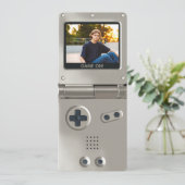 Retro-Silber-Handheld-Gaming-II-Geburtstag Einladung (Stehend Vorderseite)