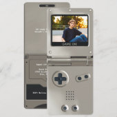 Retro-Silber-Handheld-Gaming-II-Geburtstag Einladung (Vorne/Hinten)