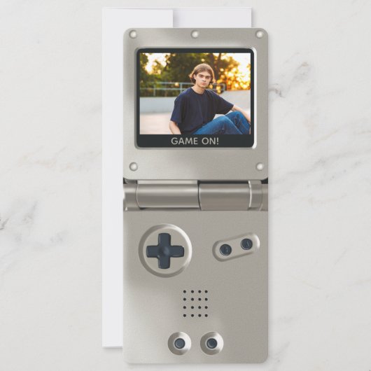 Retro-Silber-Handheld-Gaming-II-Geburtstag Einladung (Vorderseite)