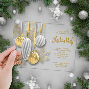 Retro-Silber- und Gold-Ornamente Weihnachtsfeier Acryleinladungen