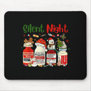 Retro Silent Night Weihnachtskrankenschwester Weih Mousepad