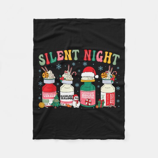 Retro Silent Night Xmas Nurse Christmas Doctor Er Fleecedecke (Vorderseite)
