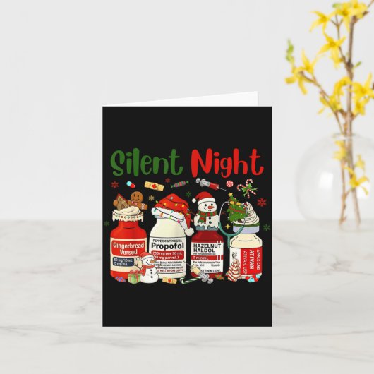 Retro Silent Night Xmas Nurse Christmas Doctor Er Karte (Gelbe Blume)