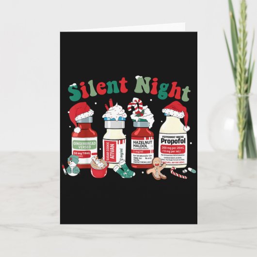 Retro Silent Night Xmas Nurse Christmas Doctor Er Karte (Vorderseite)