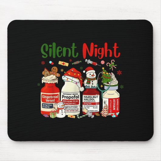 Retro Silent Night Xmas Nurse Christmas Doctor Er  Mousepad (Vorne)