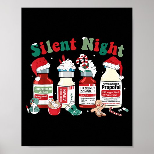 Retro Silent Night Xmas Nurse Christmas Doctor Er Poster (Vorne)