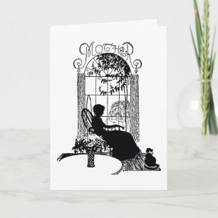 Retro Silhouette der Mutter Tages Karte