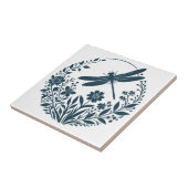 Retro-Silhouette Dragonfly mit Blume Fliese (Seite)