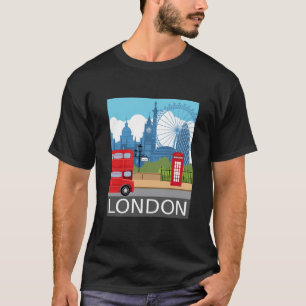 Retro-Silhouette Londons Wahrzeichen T-Shirt