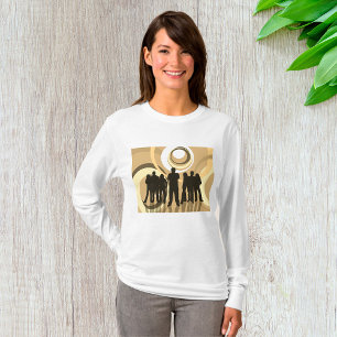 Retro-Silhouette-Menschen mit abstrakten Kreisen T-Shirt