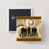 Retro-Silhouette Personen mit Abstrakten Kreisläuf Button (Vorne & Hinten)