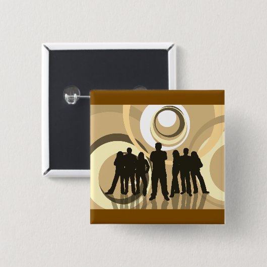 Retro-Silhouette Personen mit Abstrakten Kreisläuf Button (Vorne & Hinten)